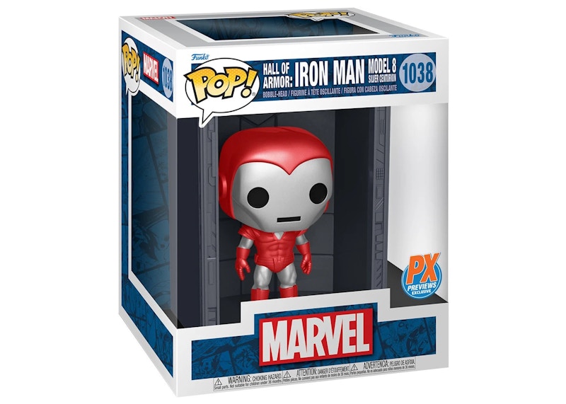 Funko Pop! Marvel Hall of Armor: Iron Man Model 8 Silver Centurion PX Previews Exclusive Figure #1038