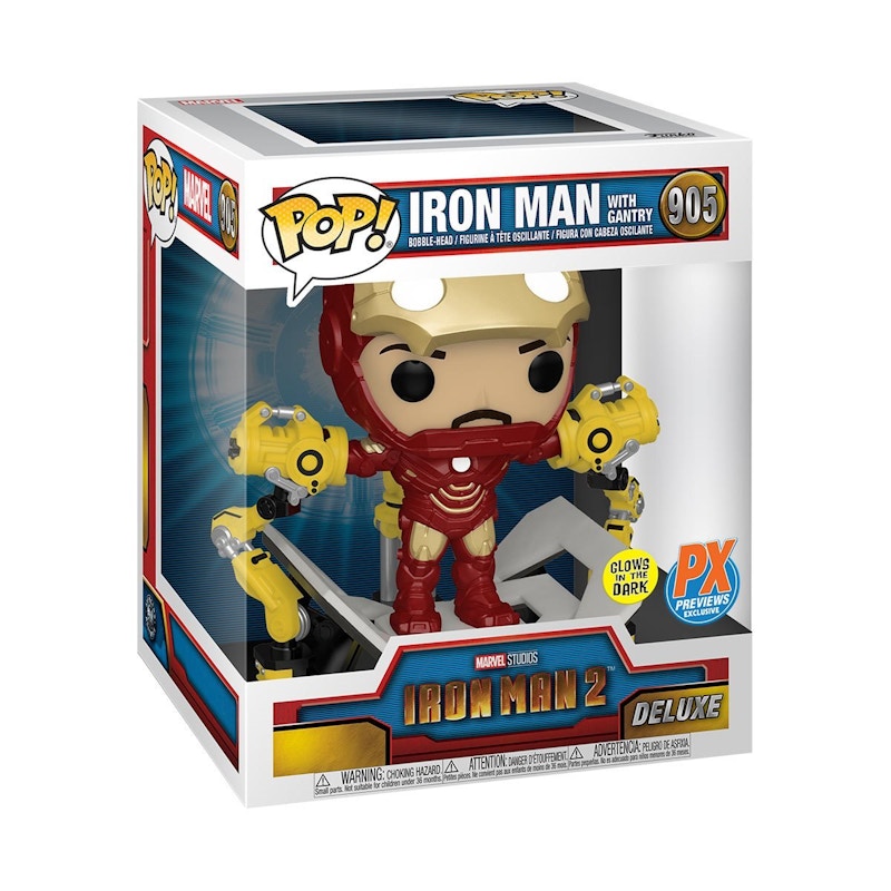 Funko Pop! Marvel Iron Man 2 Iron Man with Gantry (Glow) PX Preview Exclusive Deluxe Bobble-Head Figure #905
