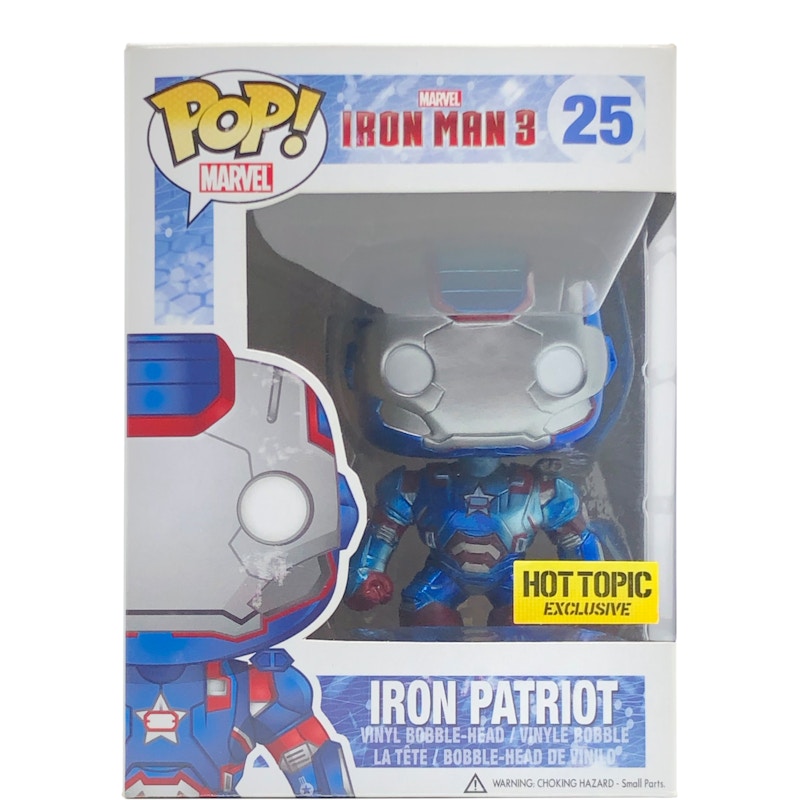 Funko Pop! Marvel Iron Man 3 Iron Patriot (Metallic) Hot Topic Exclusive Figure #25