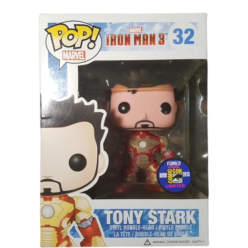 Funko Pop! Marvel Iron Man 3 Tony Stark (Iron Man 3) (Unmasked) SDCC Bobble-Head Figure #32