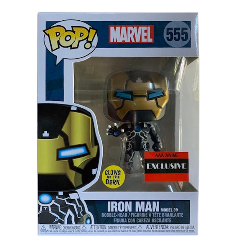 Funko Pop! Marvel Iron Man Model 39 (Glow) AAA Anime Exclusive Figure #555
