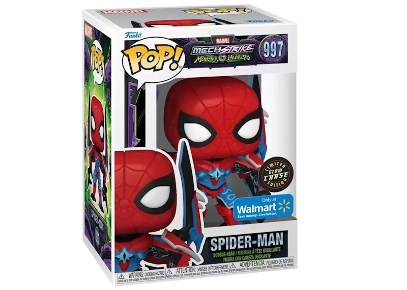 Funko Pop! Marvel Mech Strike Monster Hunters Spider-Man Walmart GITD Chase Exclusive Figure #997