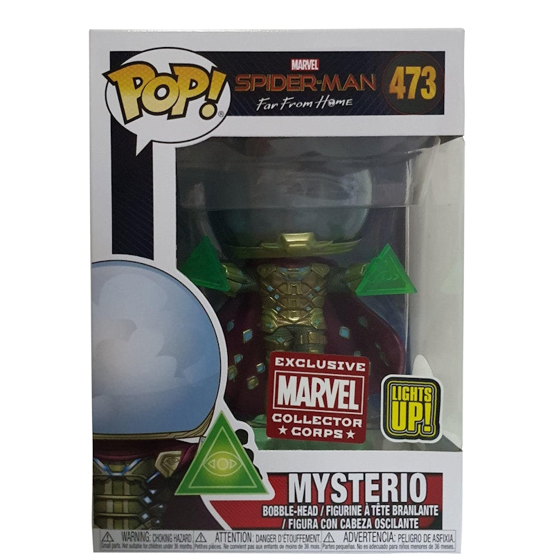 Funko Pop! Marvel Spider-Man Far From Home Mysterio (Light Up) Collectors Corp Exclusive Bobble-Head Figure #473
