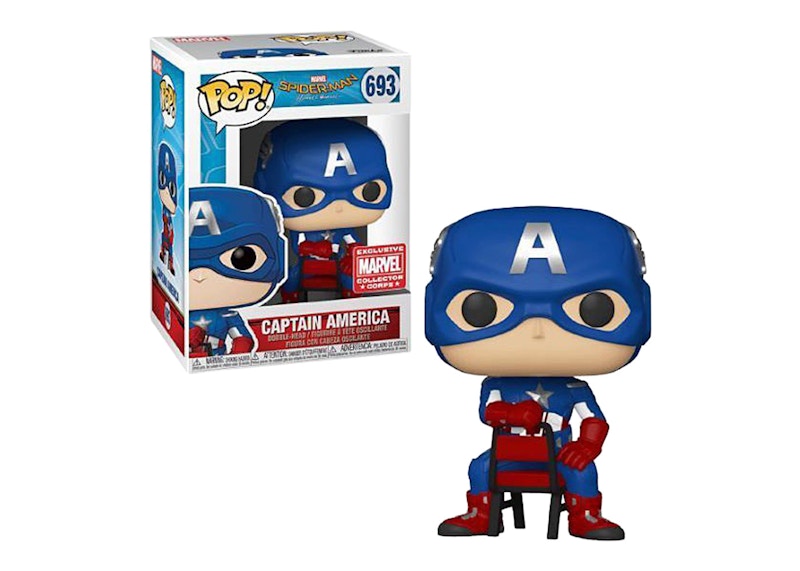 Funko Pop! Marvel Spider-Man Homecoming Captain America Sitting Collector Corps Exclusive Figure #693