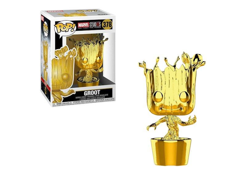 Funko Pop! Marvel Studios 10 Groot (Gold Chrome) Bobble-Head #378
