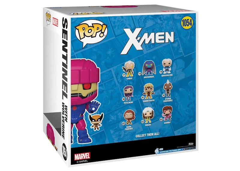 Funko Pop! Marvel X-Men Sentinel with Wolverine 10 Inch Black Light Chase Edition PX Previews Exclusive Figure #1054