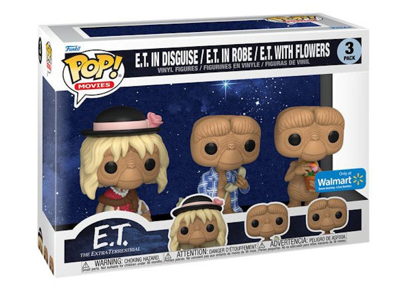 Funko Pop! Movies E.T 40th Anniversary E.T. In Robe/E.T. In Disguise/E.T. With Flowers Walmart Exclusive 3-Pack