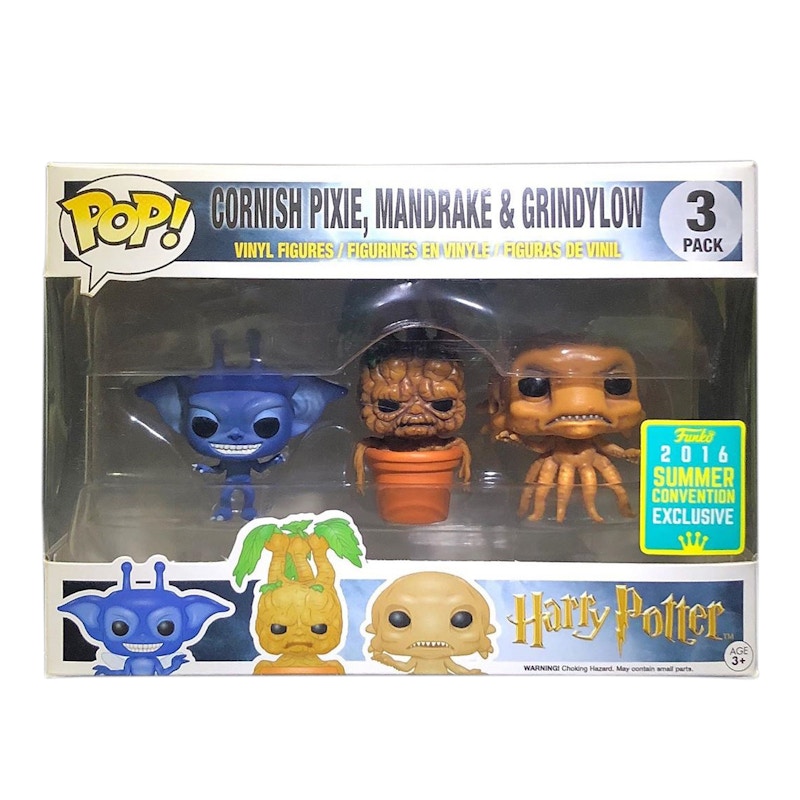 Funko Pop! Movies Harry Potter Cornish Pixie, Mandrake, Grindylow Summer Convention 3 Pack