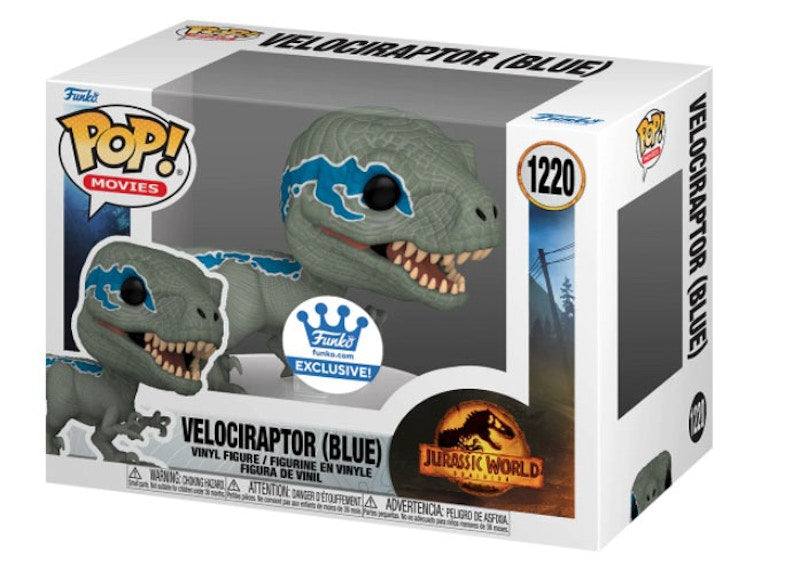 Funko Pop! Movies Jurassic World Dominion Velociraptor (Blue) Funko Shop Exclusive Figure #1220