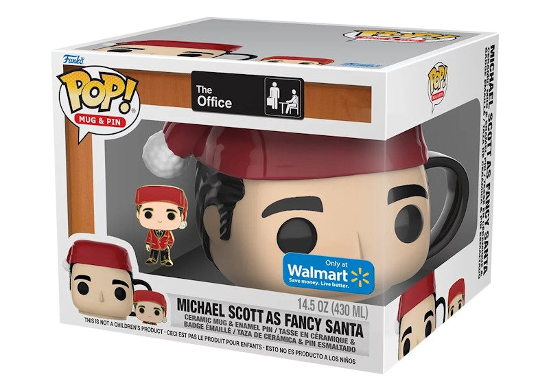 Funko Pop! Mug & Pin The Office Michael Scott as Fancy Santa Walmart Exclusive Set