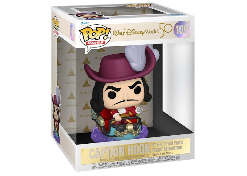 Funko Pop! Rides Walt Disney World 50th Captain Hook At The Peter Pan's Flight Attraction Figure #109