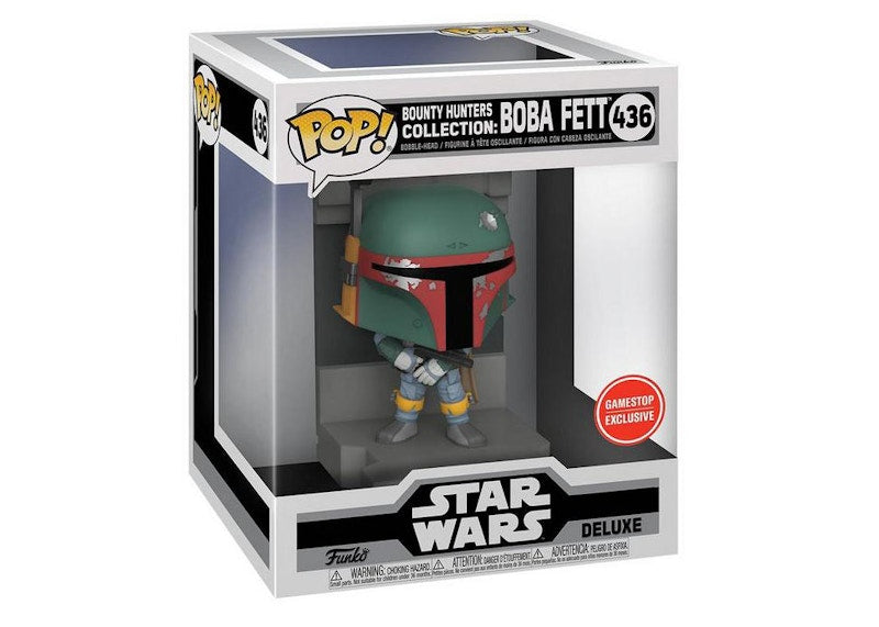 Funko Pop! Star Wars Bounty Hunters Collection Boba Fett Metallic Deluxe GameStop Exclusive Figure #436