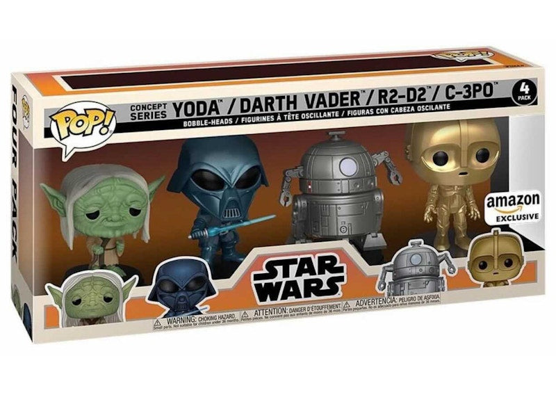 Funko Pop! Star Wars Concept Series Yoda/Darth Vader/R2-D2/C-3P0 Amazon Exclusive 4-Pack