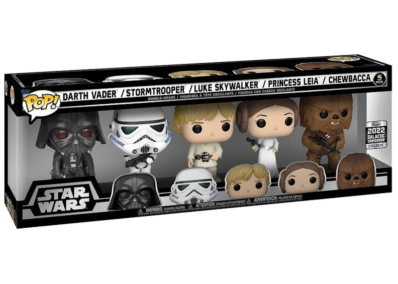 Funko Pop! Star Wars Darth Vader/Stormtrooper/Luke Skywalker/Princess Leia/Chewbacca 2022 Galactic Convention Exclusive 5-Pack