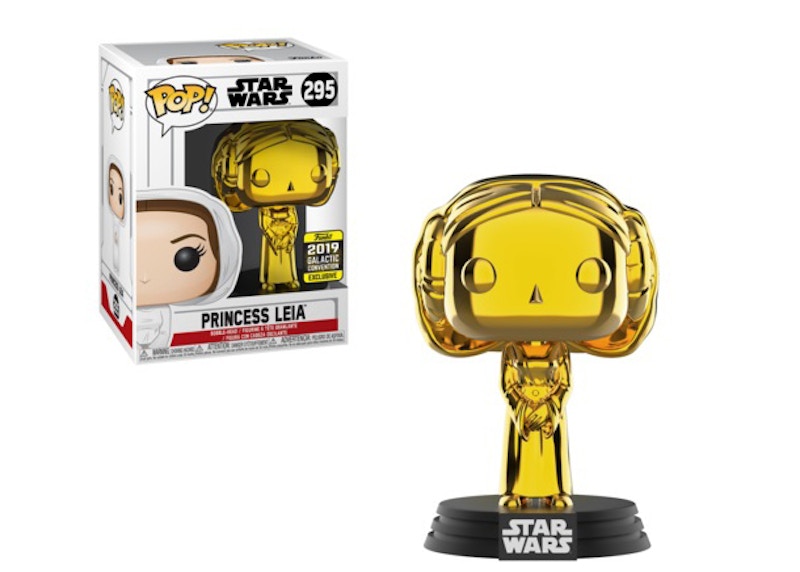 Funko Pop! Star Wars Princess Leia Gold Chrome 2019 Star Wars Galactic Convention Exclusive Figure #295