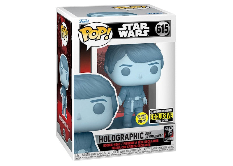 Funko Pop! Star Wars ROTJ 40th Anniversary Holographic Luke Skywalker GITD Entertainment Earth Exclusive Figure #615