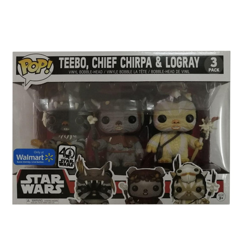Funko Pop! Star Wars Teebo, Chief Chirpa, Logray Walmart Exclusive 3 Pack