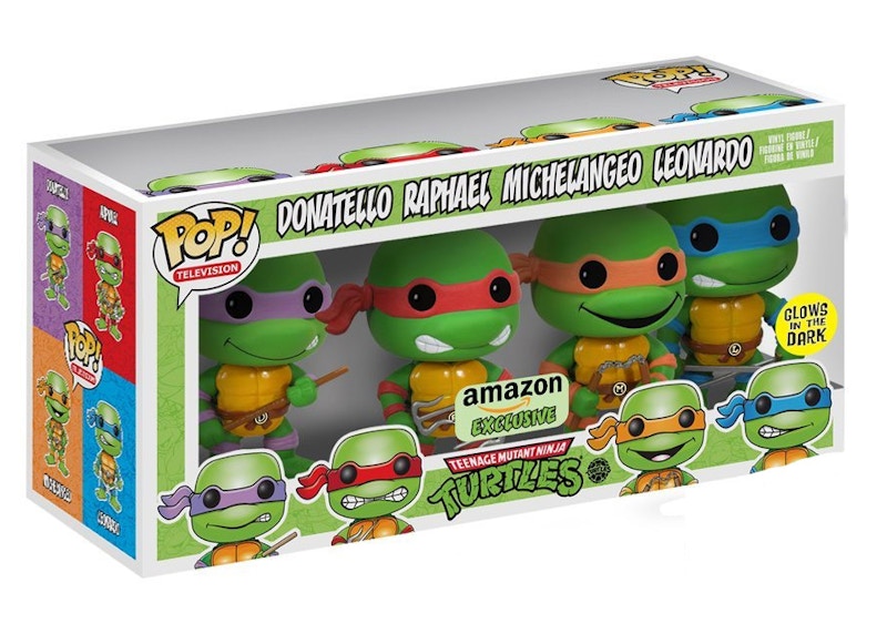 Funko Pop! Television Teenage Mutant Ninja Turtle Donatello, Raphael, Michelangelo, Leonardo (Glow) Amazon Exclusive 4 Pack