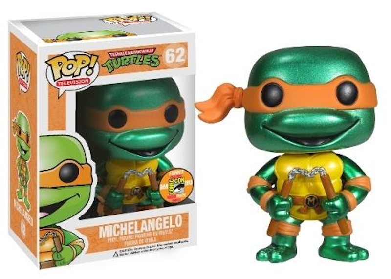 Funko Pop! Television Teenage Mutant Ninja Turtles Michelangelo(Metallic) SDCC Figure #62
