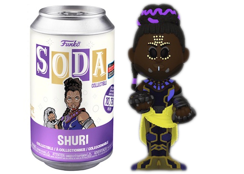 Funko Soda Marvel Black Panther Shuri 2022 Fall Convention Exclusive GITD Open Can Chase Figure