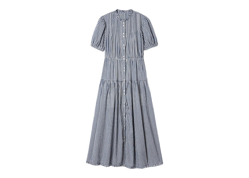 Gap x DÔEN Gingham Maxi Dress Navy Blue Gingham