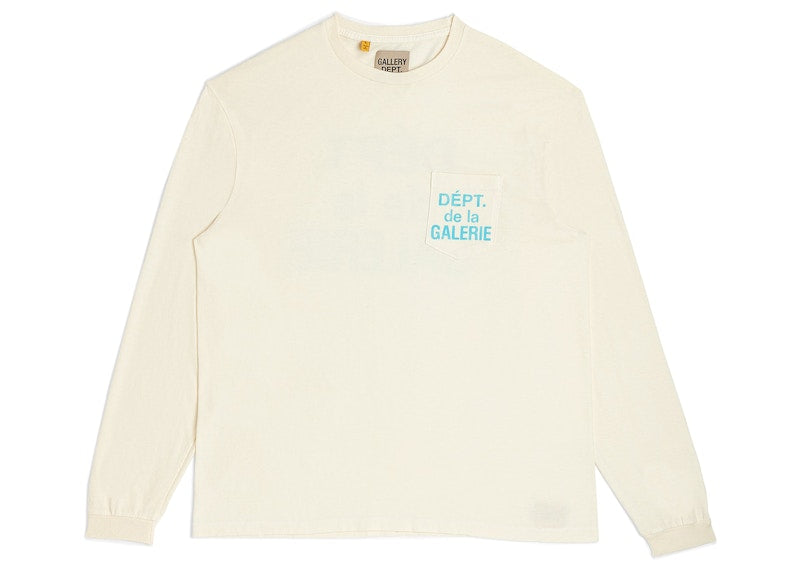 Gallery Dept. De La GALERIE L/S Pocket T-Shirt Cream/Light Blue