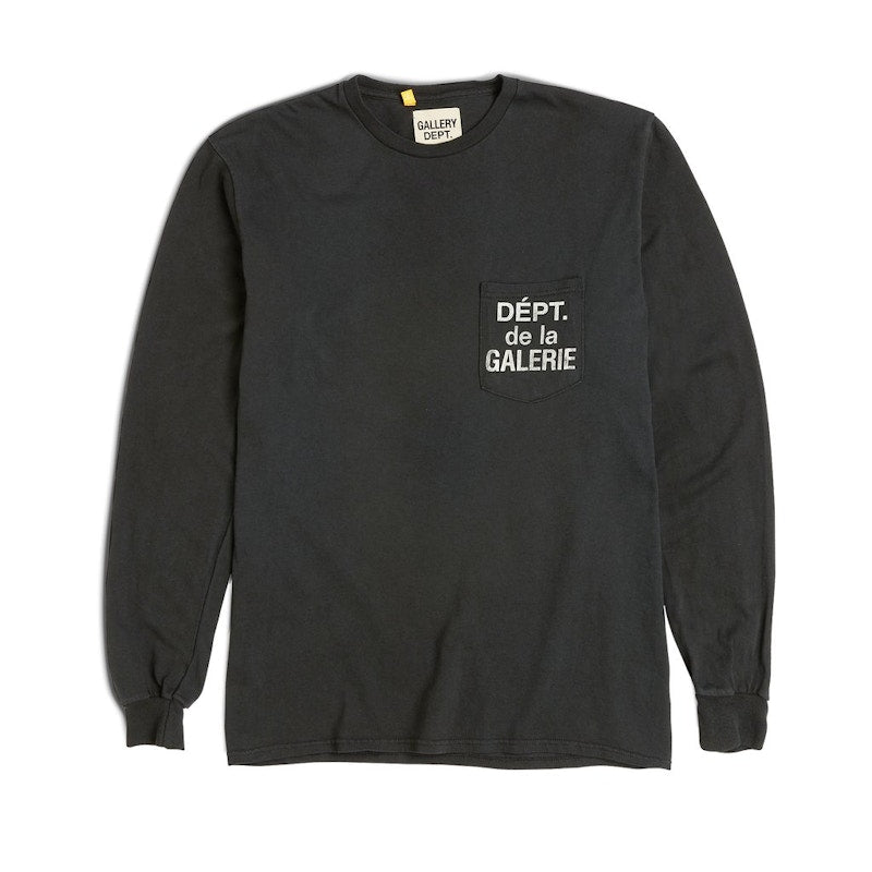 Gallery Dept. French Logo Pocket L/S T-shirt Washed Black