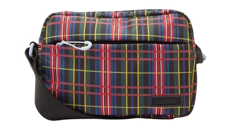 Ganni Recycled Tech Festival Tartan Shell Bag Multicolor