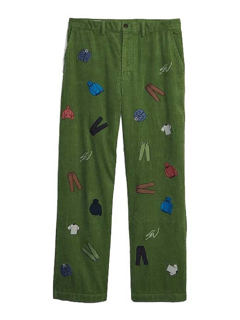 Gap Re-Issue × Sean Wotherspoon Embroidered Corduroy Relaxed Pants with Washwell Bright Pesto
