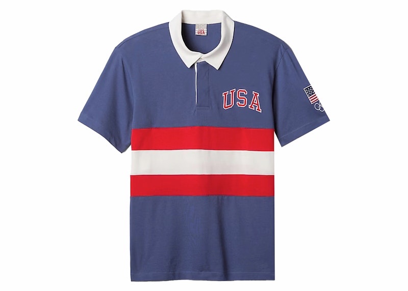 Gap Team USA Polo Shirt Off White Stripe