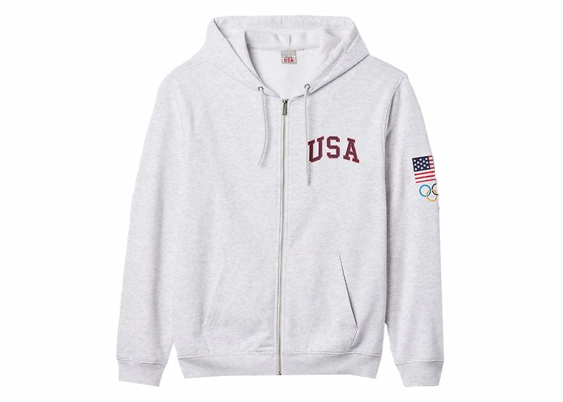 Gap Team USA Zip Hoodie Pale Heather Grey