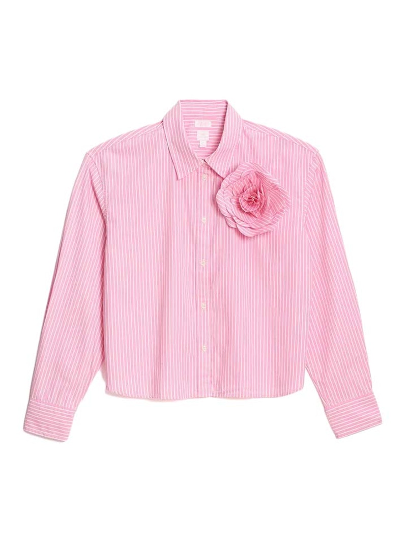 Gap x LoveShackFancy 100% Organic Cotton Cropped Shirt Pink