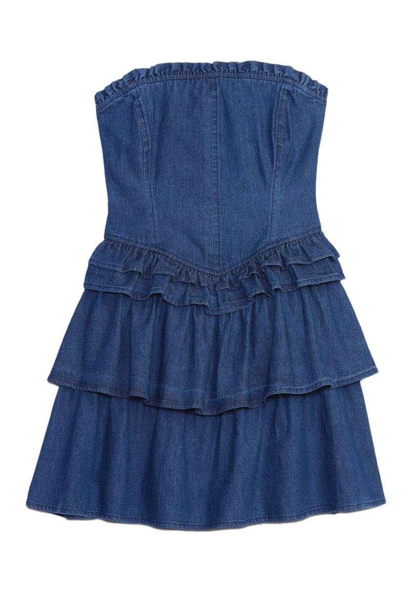 Gap x LoveShackFancy Denim Corset Mini Dress with Washwell Dark Wash Indigo