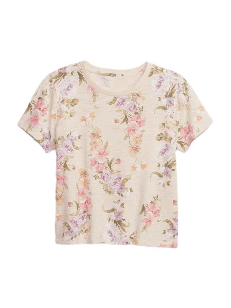 Gap x LoveShackFancy Floral Shrunken T-Shirt Birch Beige