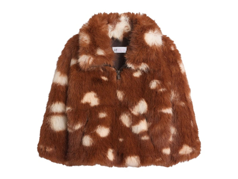 Gap x Sandy Liang Baby/Toddler Spotted Vegan Fur Half-Zip Pullover Brown