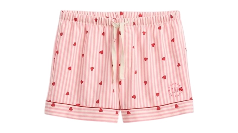 Gap x Summer Fridays Flannel Hearts PJ Boxer Shorts Pink Stripe