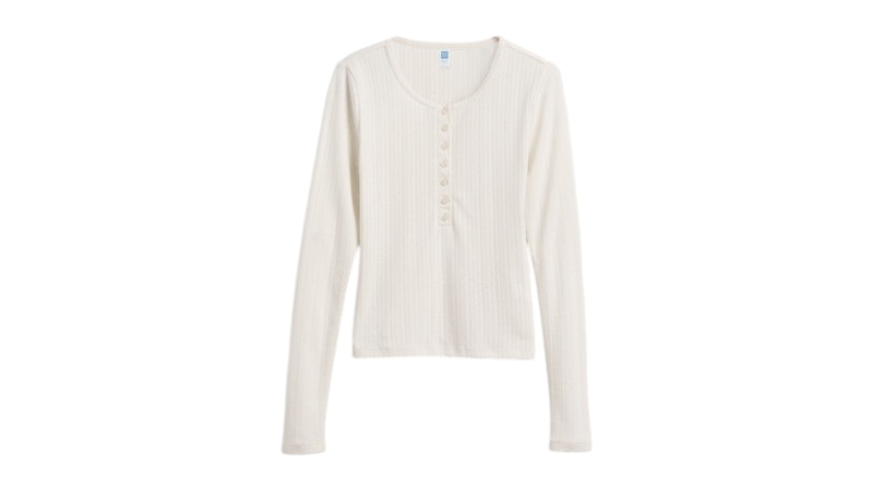 Gap x Summer Fridays Pointelle Henley PJ Top Ivory Online Exclusive