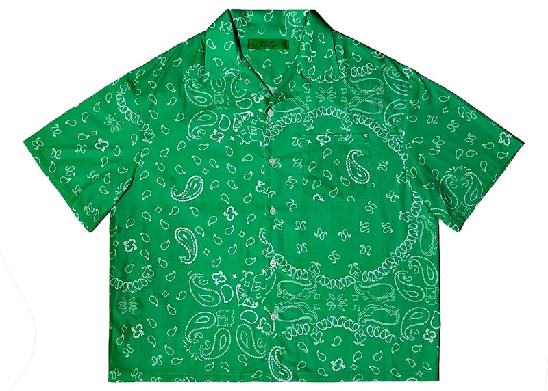 Garment Workshop Cotton Bandana Paisley Summer Shirt Emerald Green