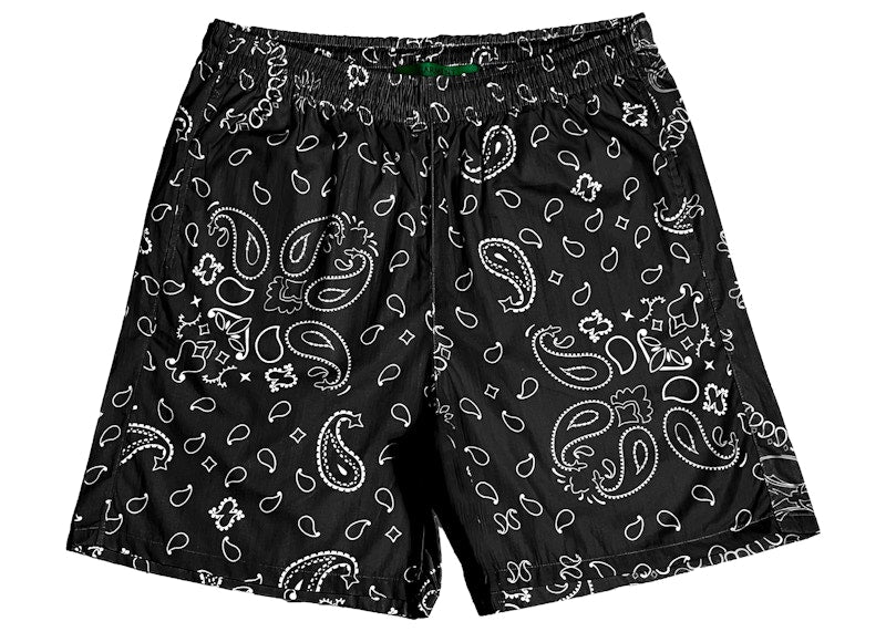 Garment Workshop Cotton Bandana Paisley Summer Shorts Chaos Black