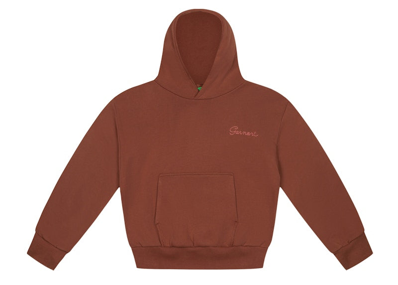 Garment Workshop Double Layer Embroidered Hoodie Mocha Brown