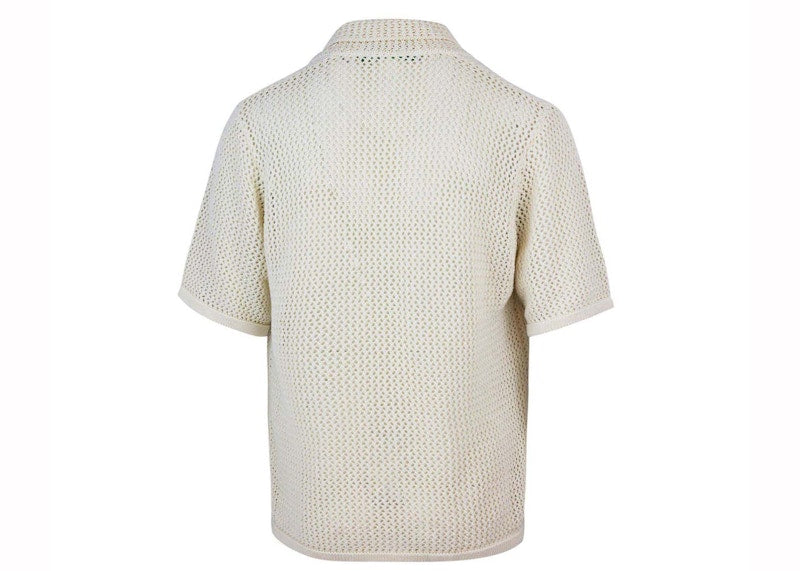 Garment Workshop Knitted Crochet Short Sleeve Shirt Heavy Cream