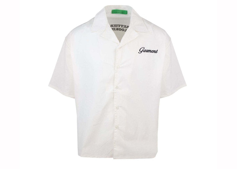 Garment Workshop Popeline Embroidered Bowling Shirt Heavy Cream