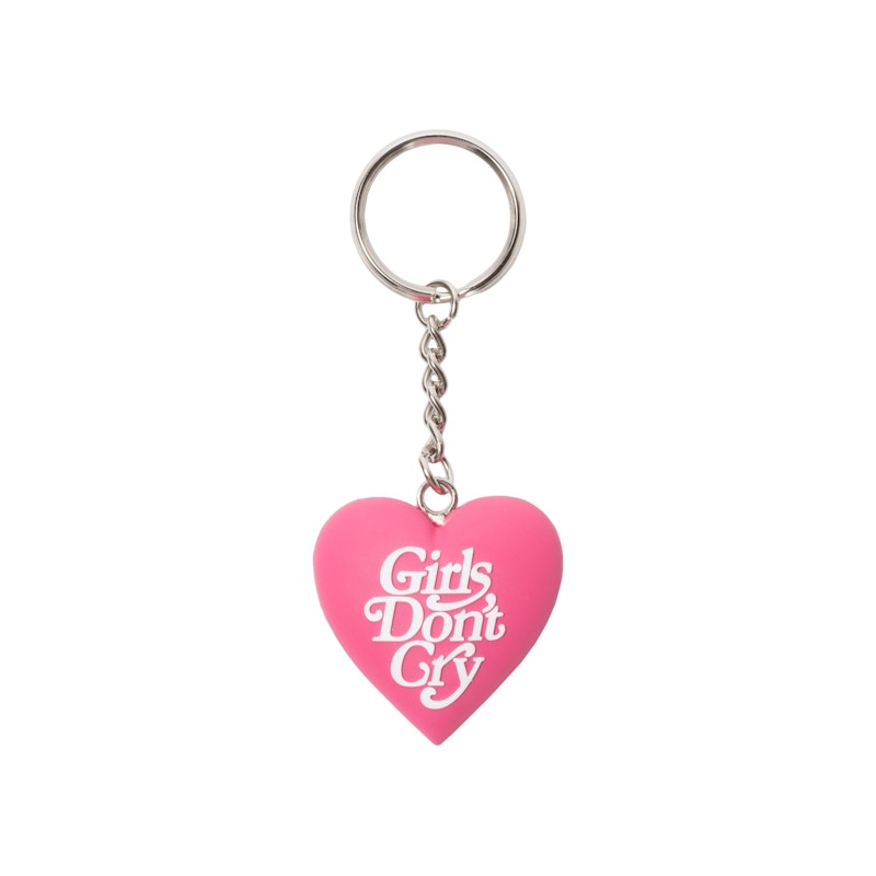 Girls Don't Cry Heart Keychain Pink