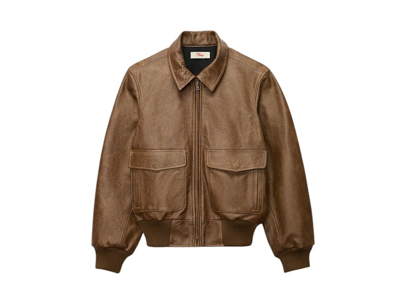 Girls Don't Cry x Cherry Angel Leather Flight Jacket Brown