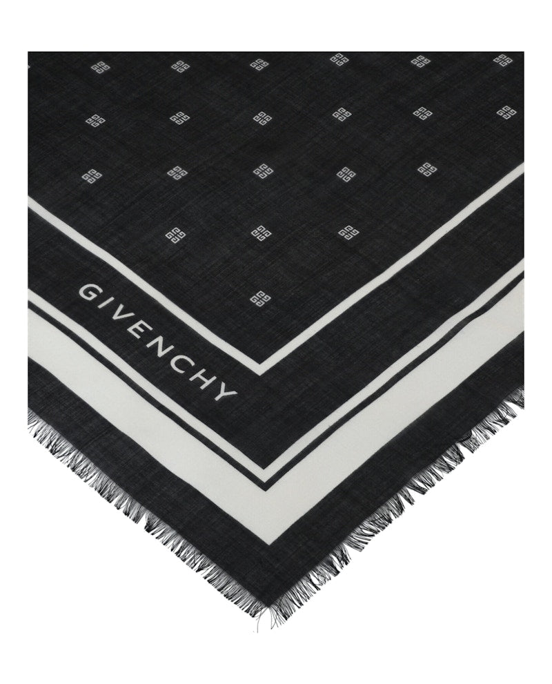 Givenchy 4G Cashmere and Silk Shawl Black White