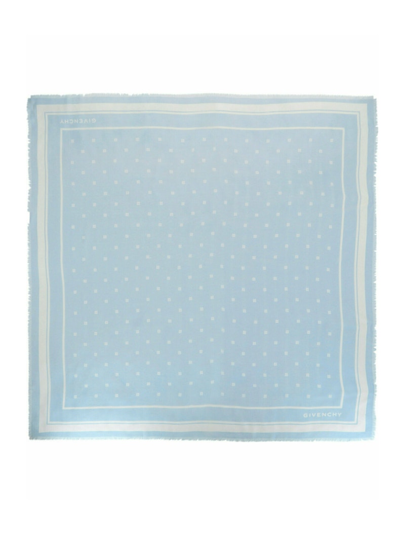 Givenchy 4G Cashmere and Silk Shawl Blue Ivory