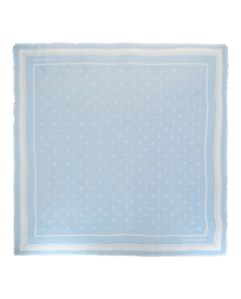 Givenchy 4G Cashmere and Silk Shawl Blue Ivory