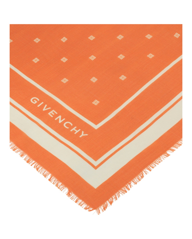 Givenchy 4G Cashmere and Silk Shawl Ivory Orange