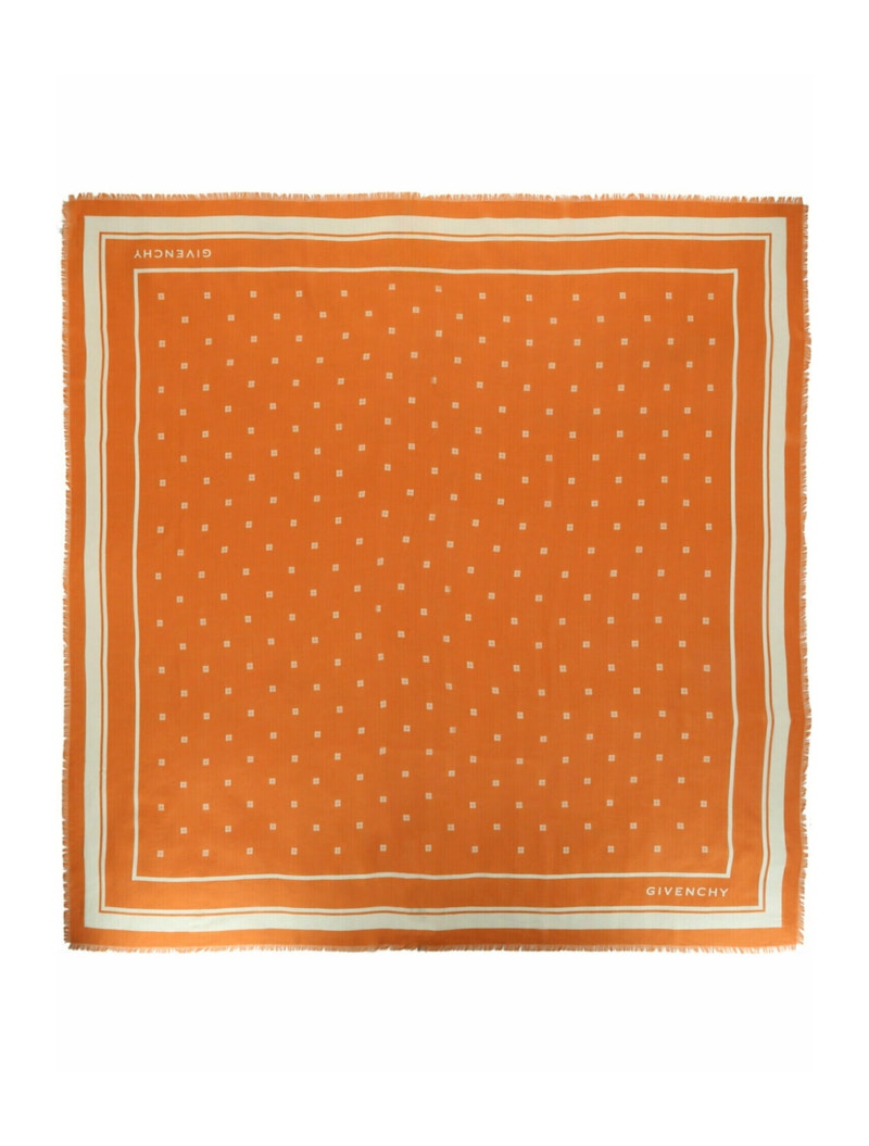 Givenchy 4G Cashmere and Silk Shawl Ivory Orange