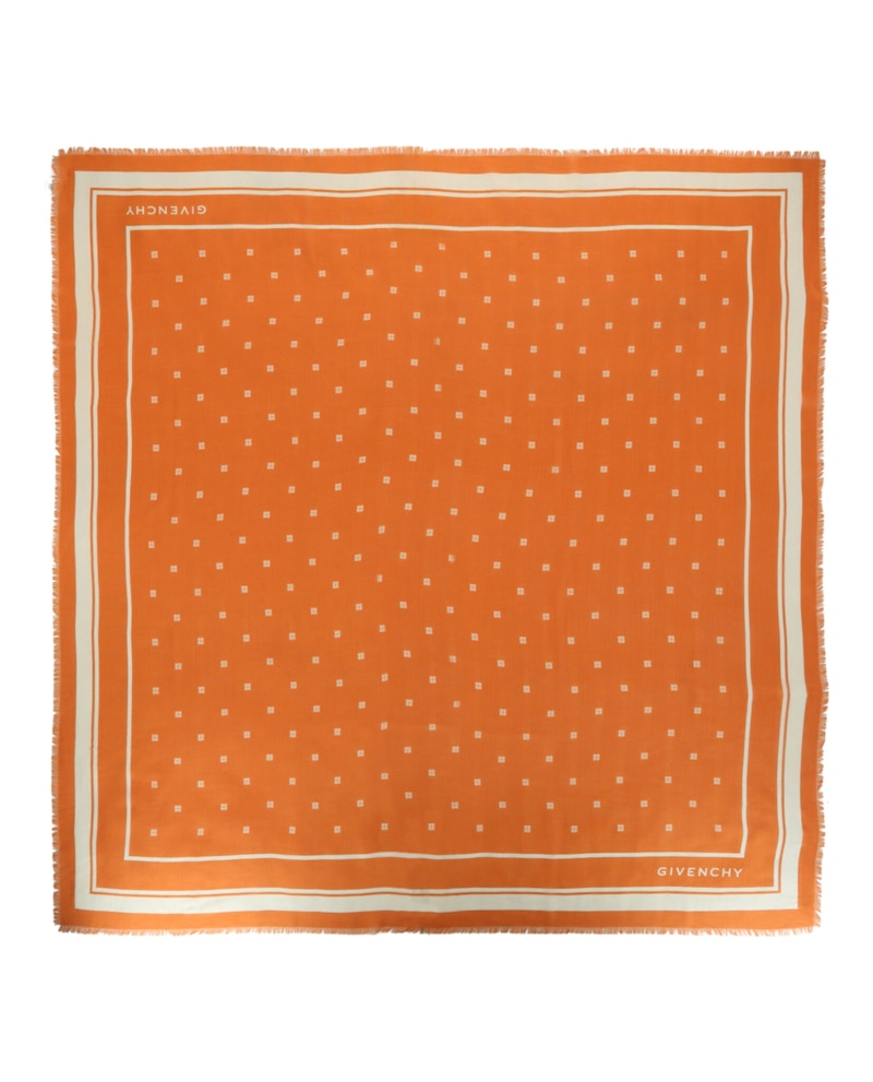Givenchy 4G Cashmere and Silk Shawl Ivory Orange